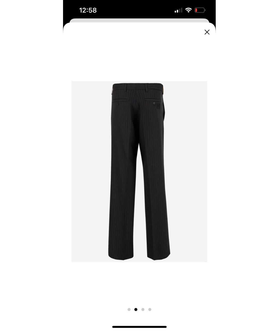 MIU MIU Темно-синие шерстяные прямые брюки, фото 2