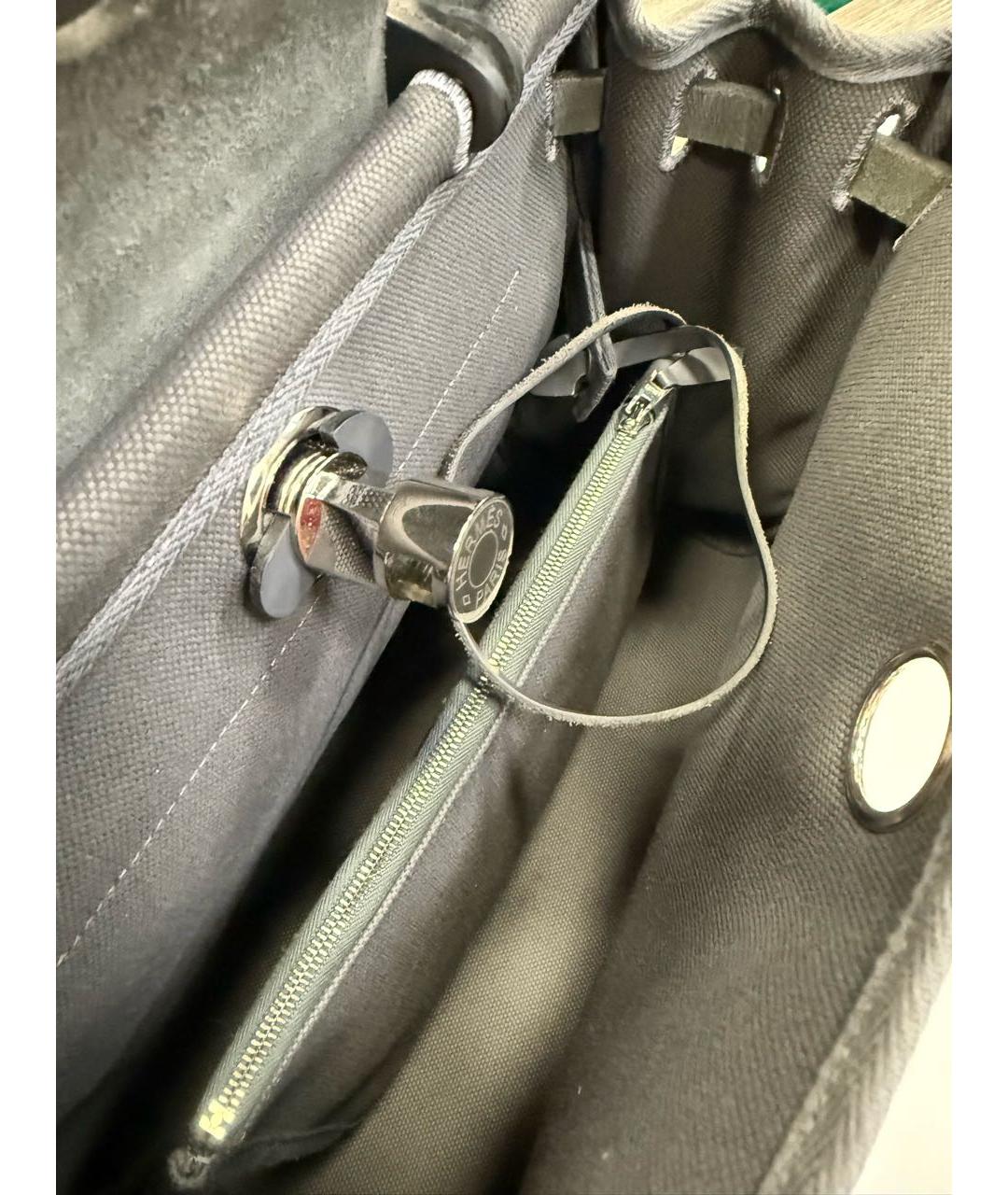 HERMES Серая кожаная сумка с короткими ручками, фото 4