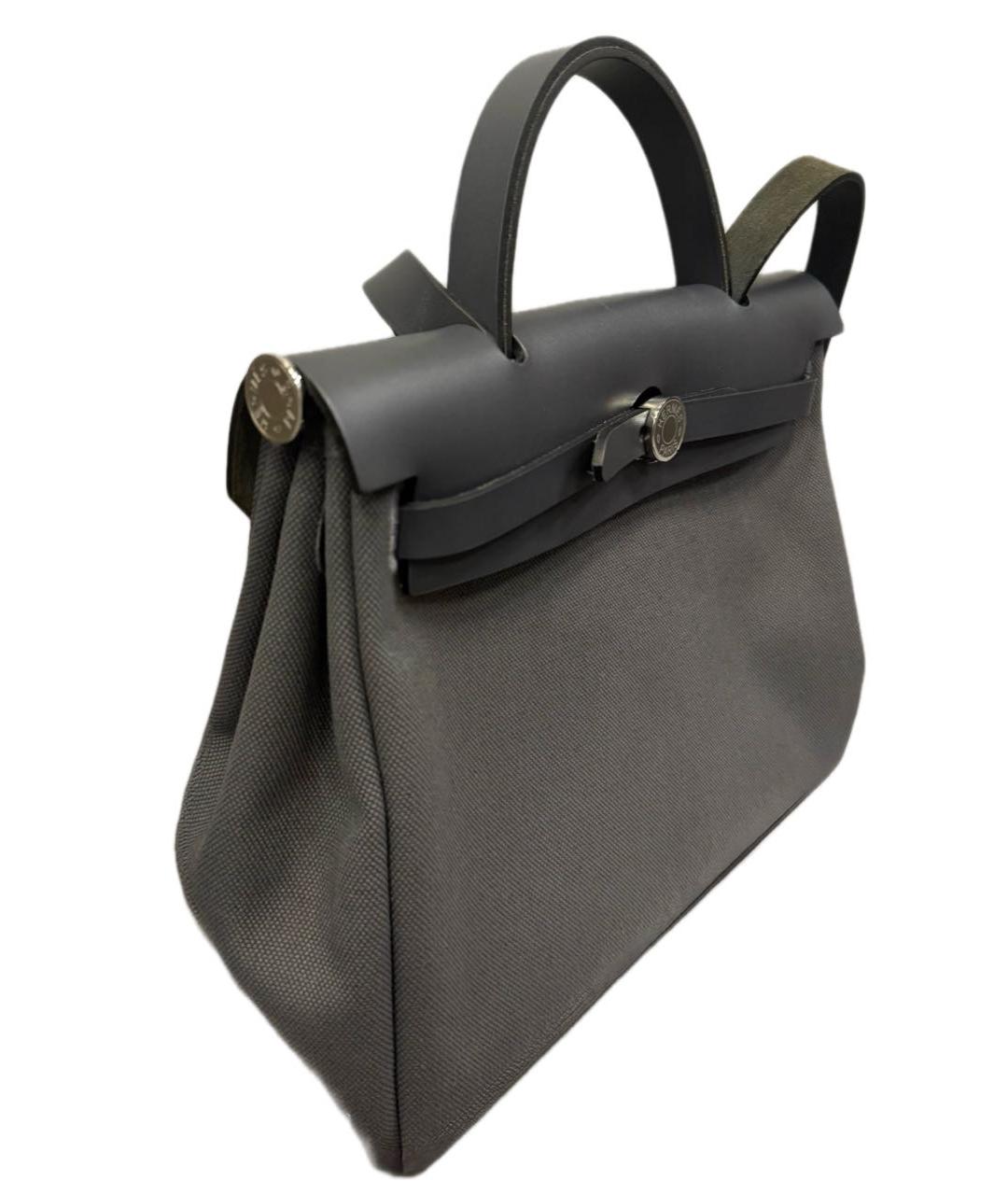 HERMES Серая кожаная сумка с короткими ручками, фото 2