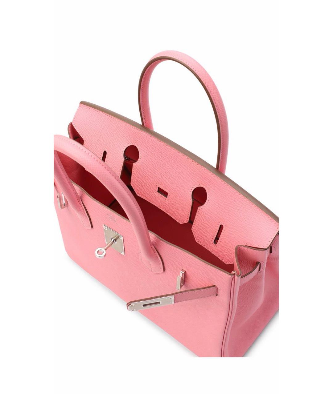 HERMES Розовая кожаная сумка с короткими ручками, фото 7