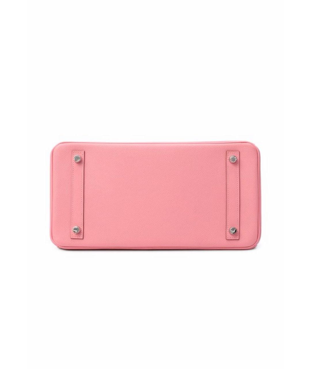 HERMES Розовая кожаная сумка с короткими ручками, фото 5