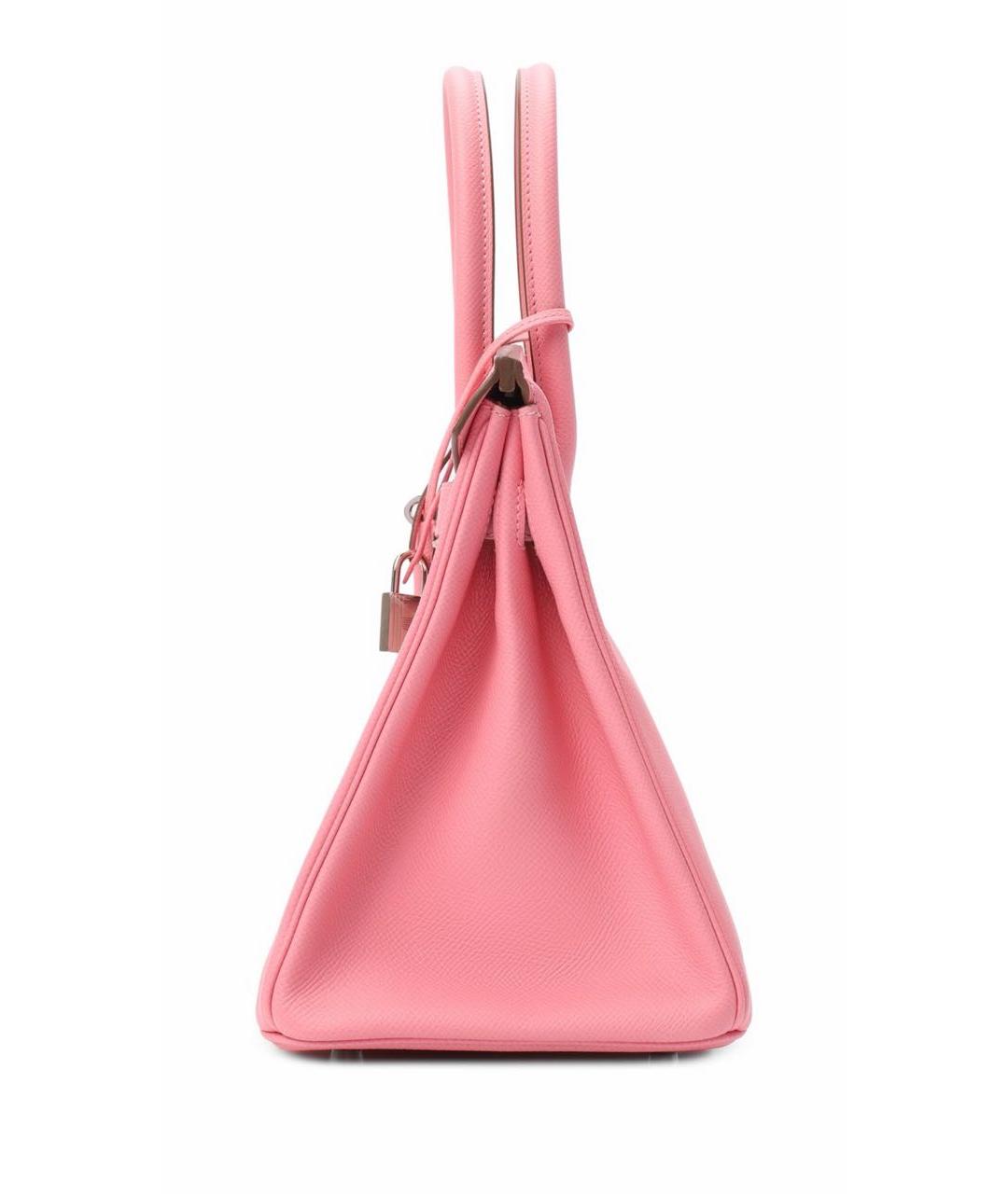 HERMES Розовая кожаная сумка с короткими ручками, фото 3
