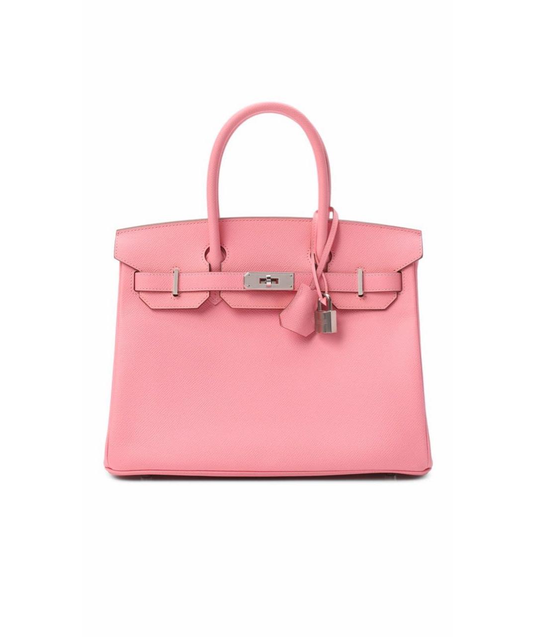 HERMES Розовая кожаная сумка с короткими ручками, фото 9