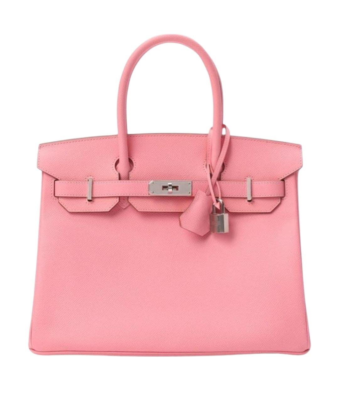 HERMES Розовая кожаная сумка с короткими ручками, фото 1