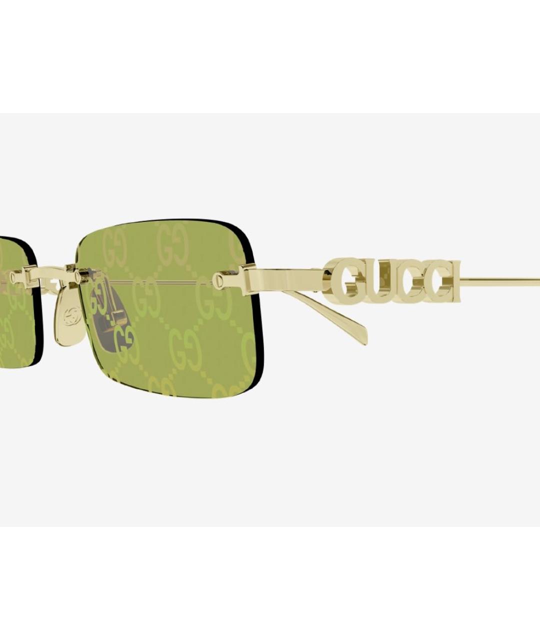 GUCCI Золотые металлические солнцезащитные очки, фото 2