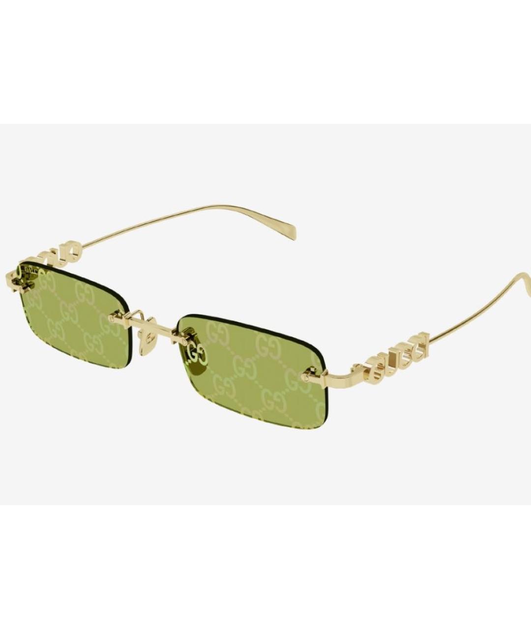 GUCCI Золотые металлические солнцезащитные очки, фото 4
