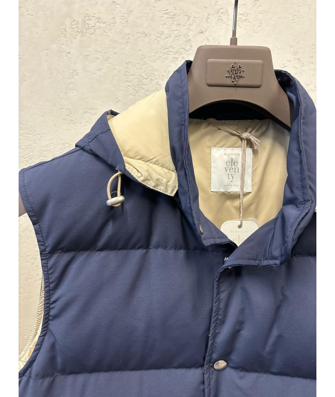 ELEVENTY Темно-синий полиэстеровый жилет, фото 4