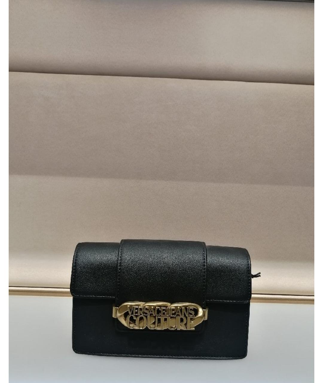 VERSACE JEANS COUTURE Черная кожаная сумка через плечо, фото 4