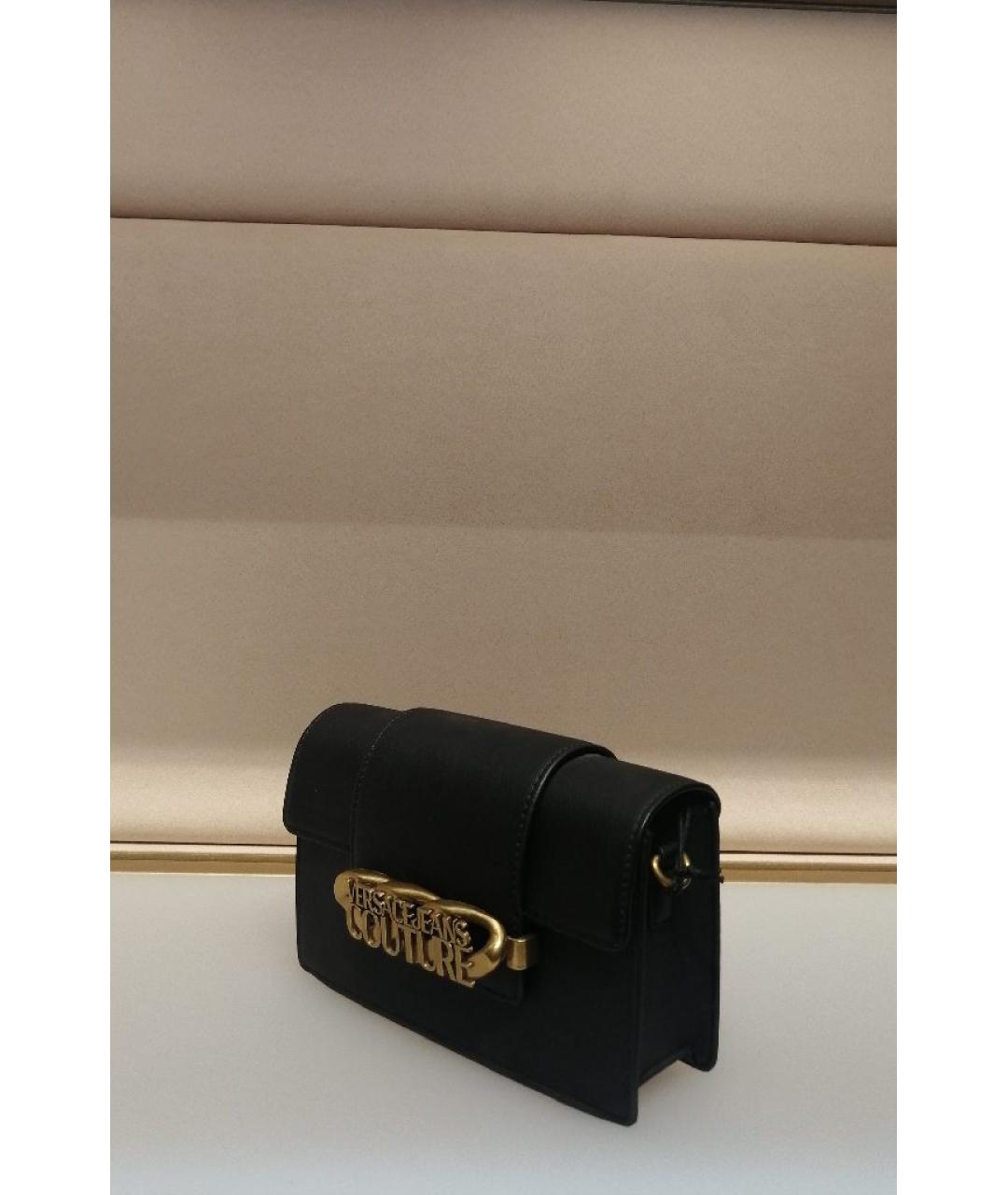 VERSACE JEANS COUTURE Черная кожаная сумка через плечо, фото 2