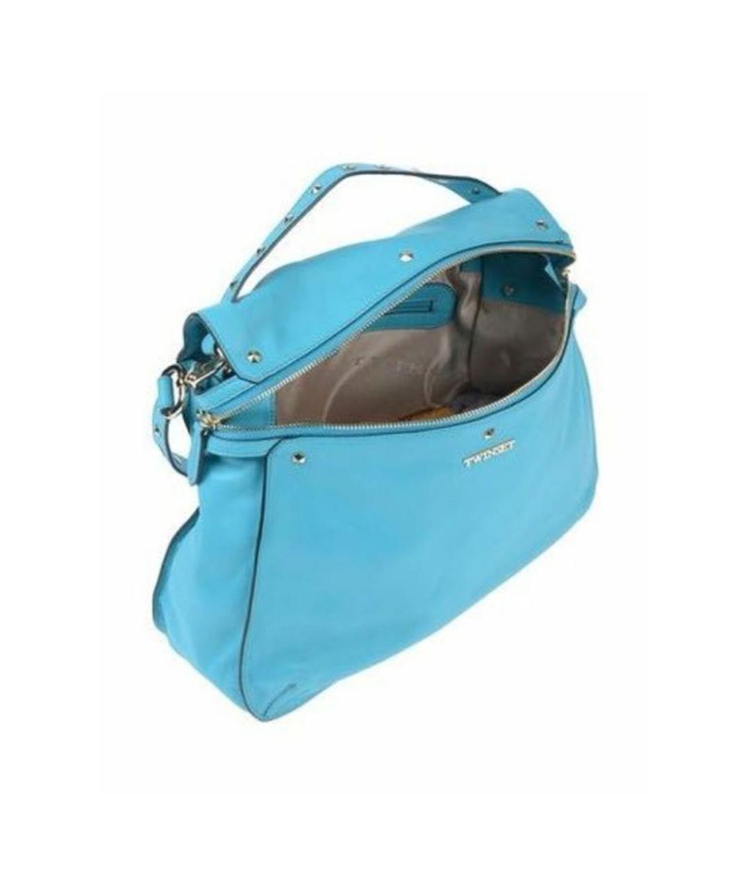 TWIN-SET Бирюзовый кожаный рюкзак, фото 4