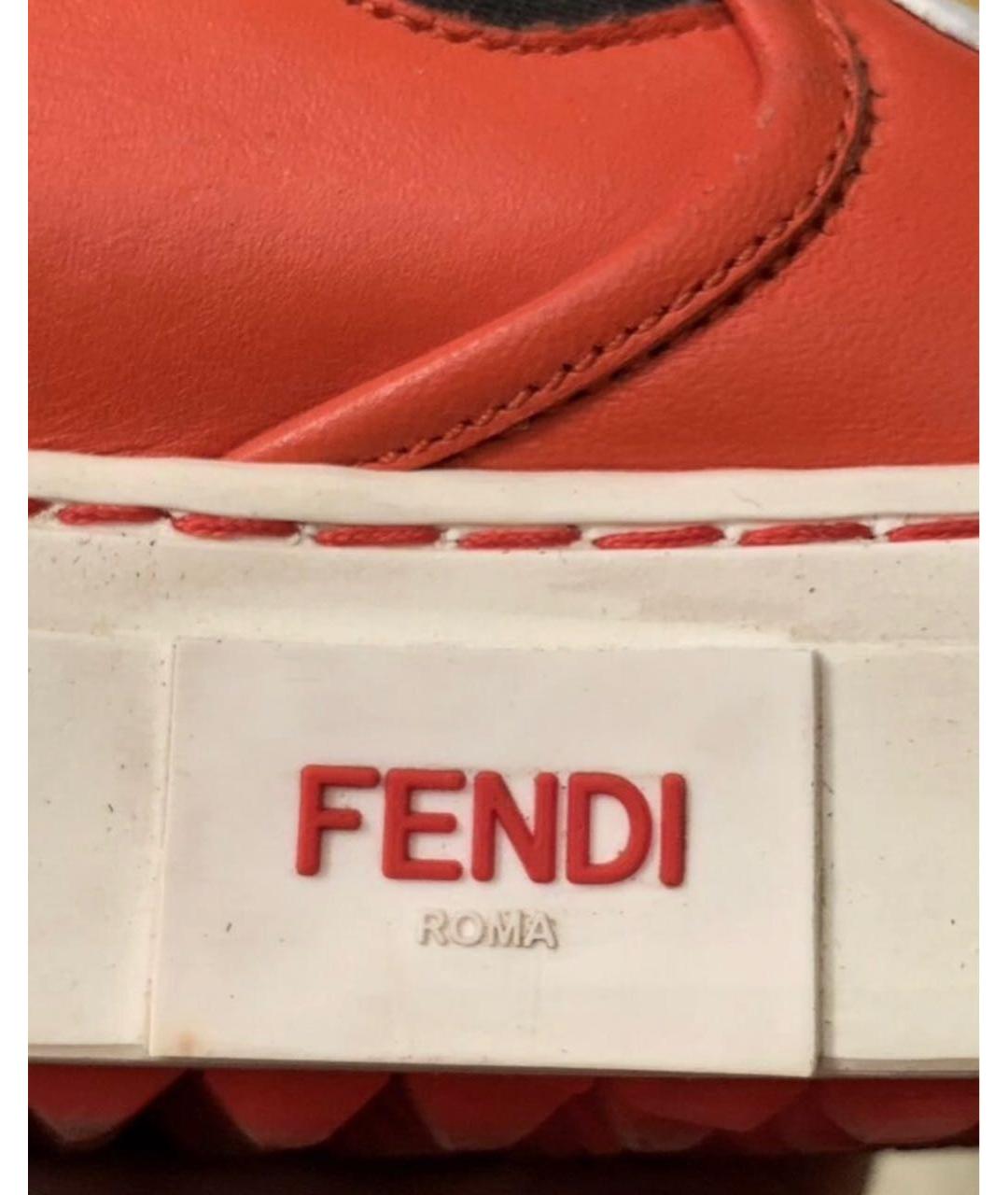 FENDI Красные кожаные слипоны, фото 7