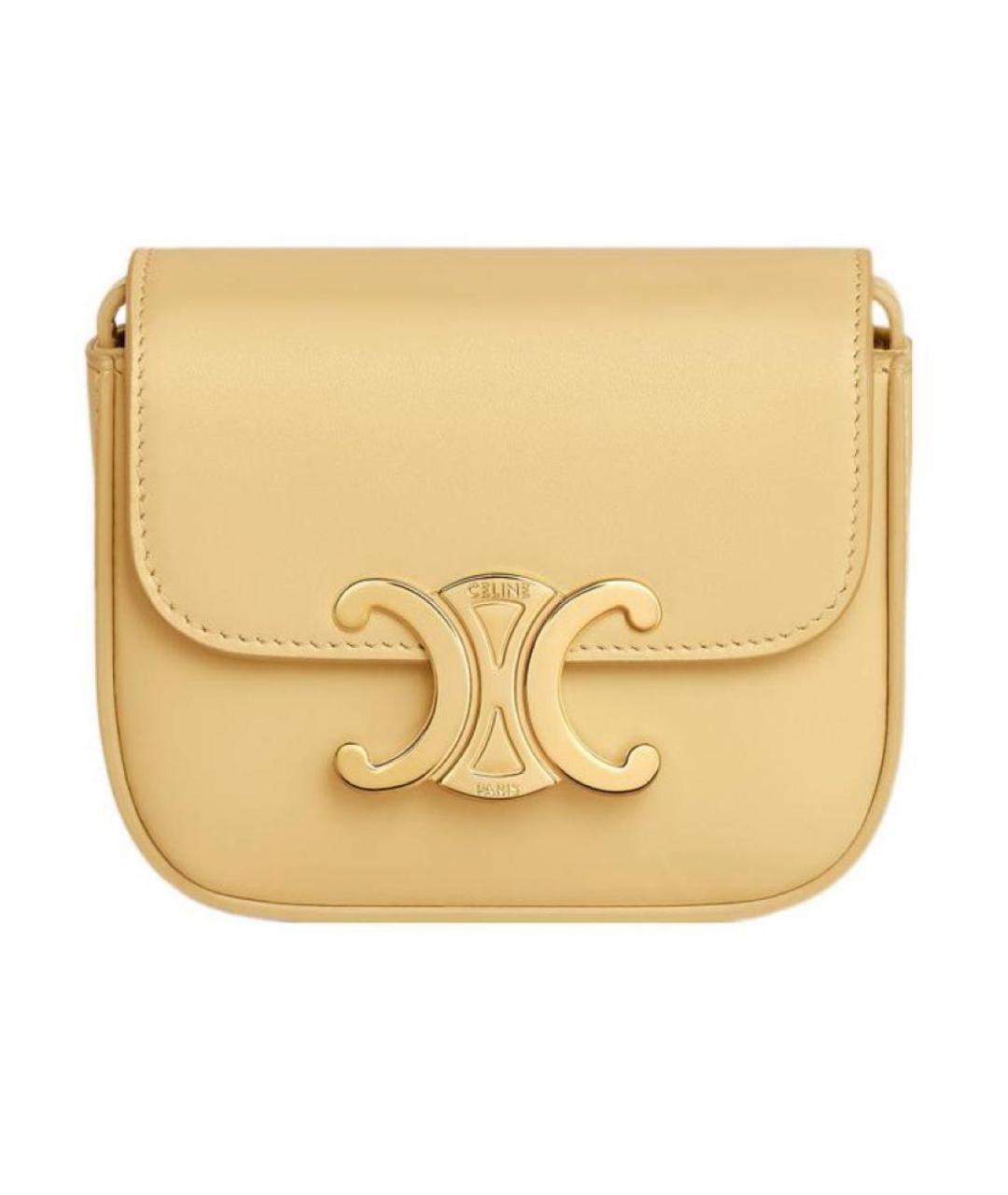 CELINE Желтая кожаная сумка через плечо, фото 6