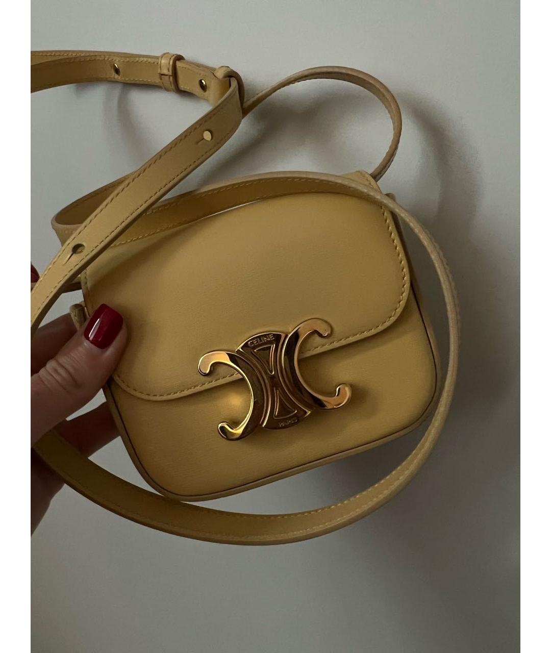 CELINE Желтая кожаная сумка через плечо, фото 3