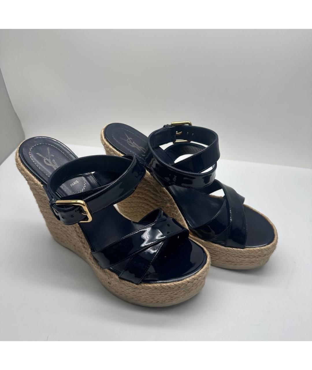 SAINT LAURENT Темно-синие кожаные эспадрильи, фото 2