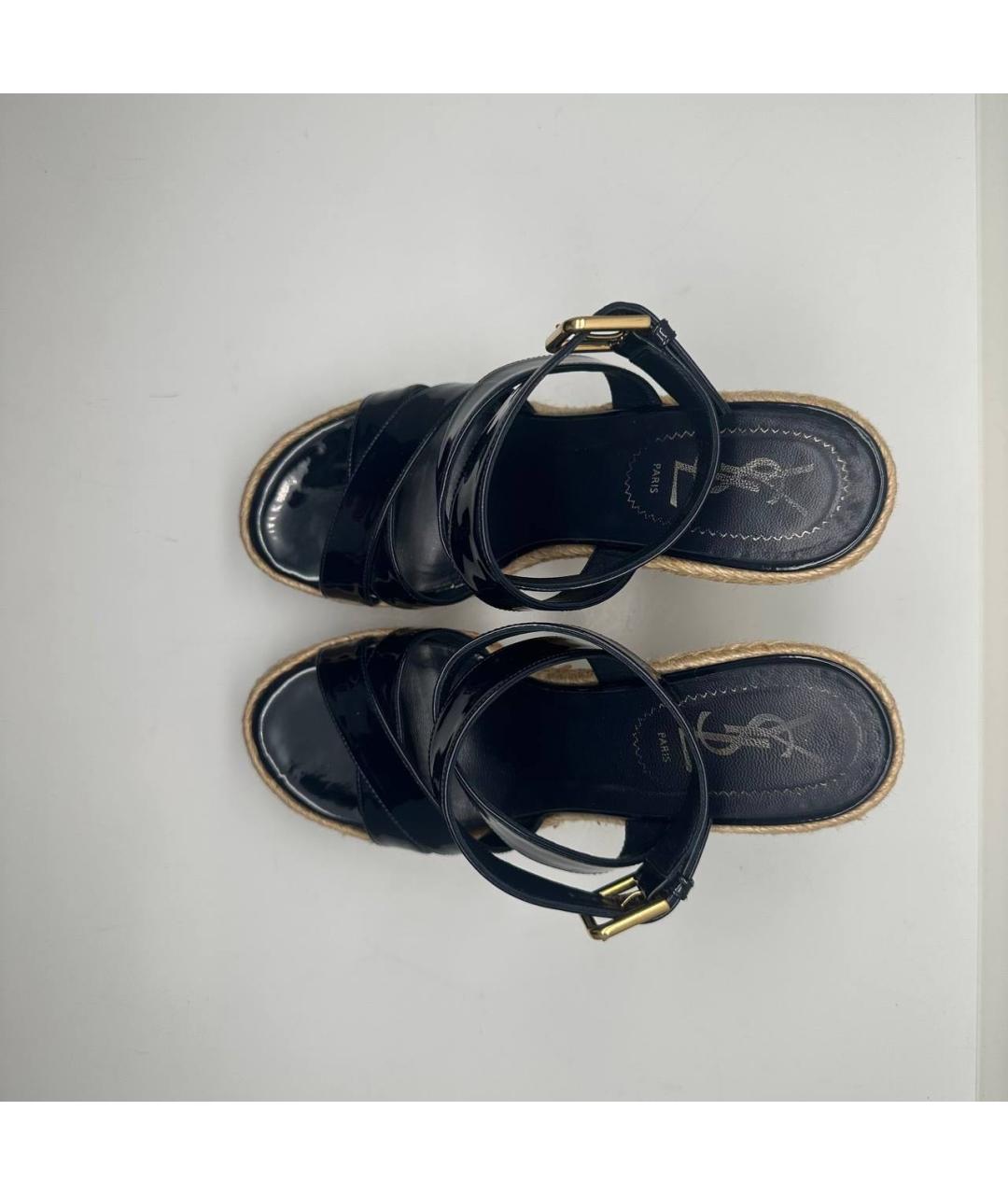 SAINT LAURENT Темно-синие кожаные эспадрильи, фото 6