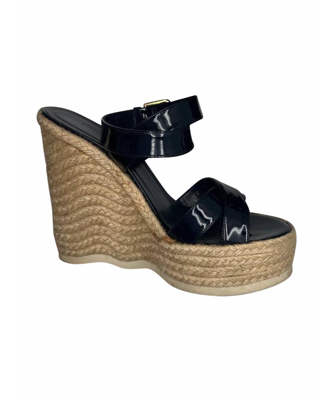 SAINT LAURENT Темно-синие кожаные эспадрильи, фото 1