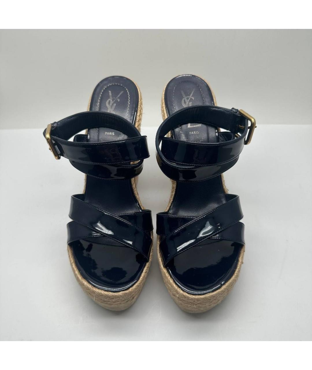 SAINT LAURENT Темно-синие кожаные эспадрильи, фото 3