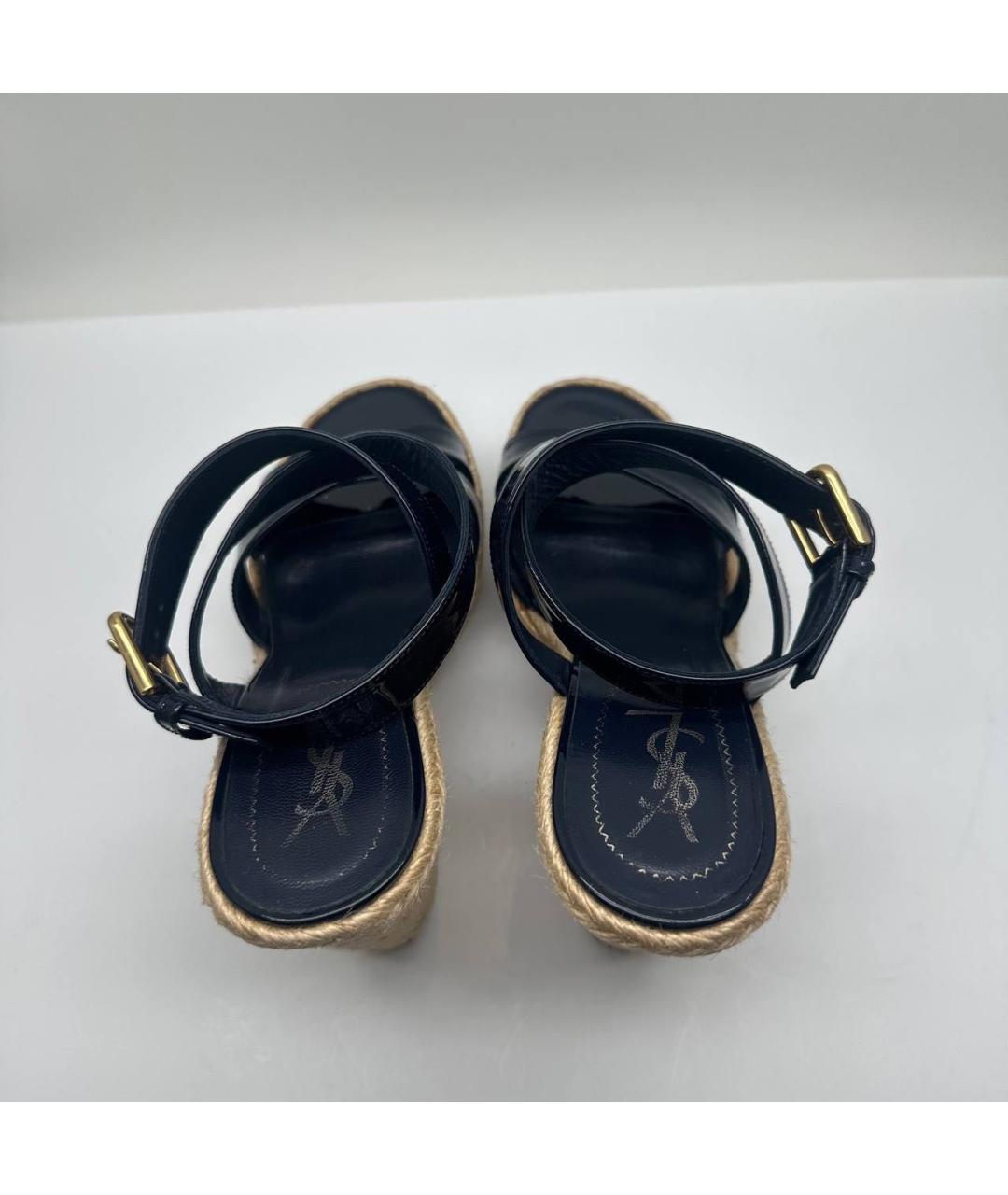 SAINT LAURENT Темно-синие кожаные эспадрильи, фото 4