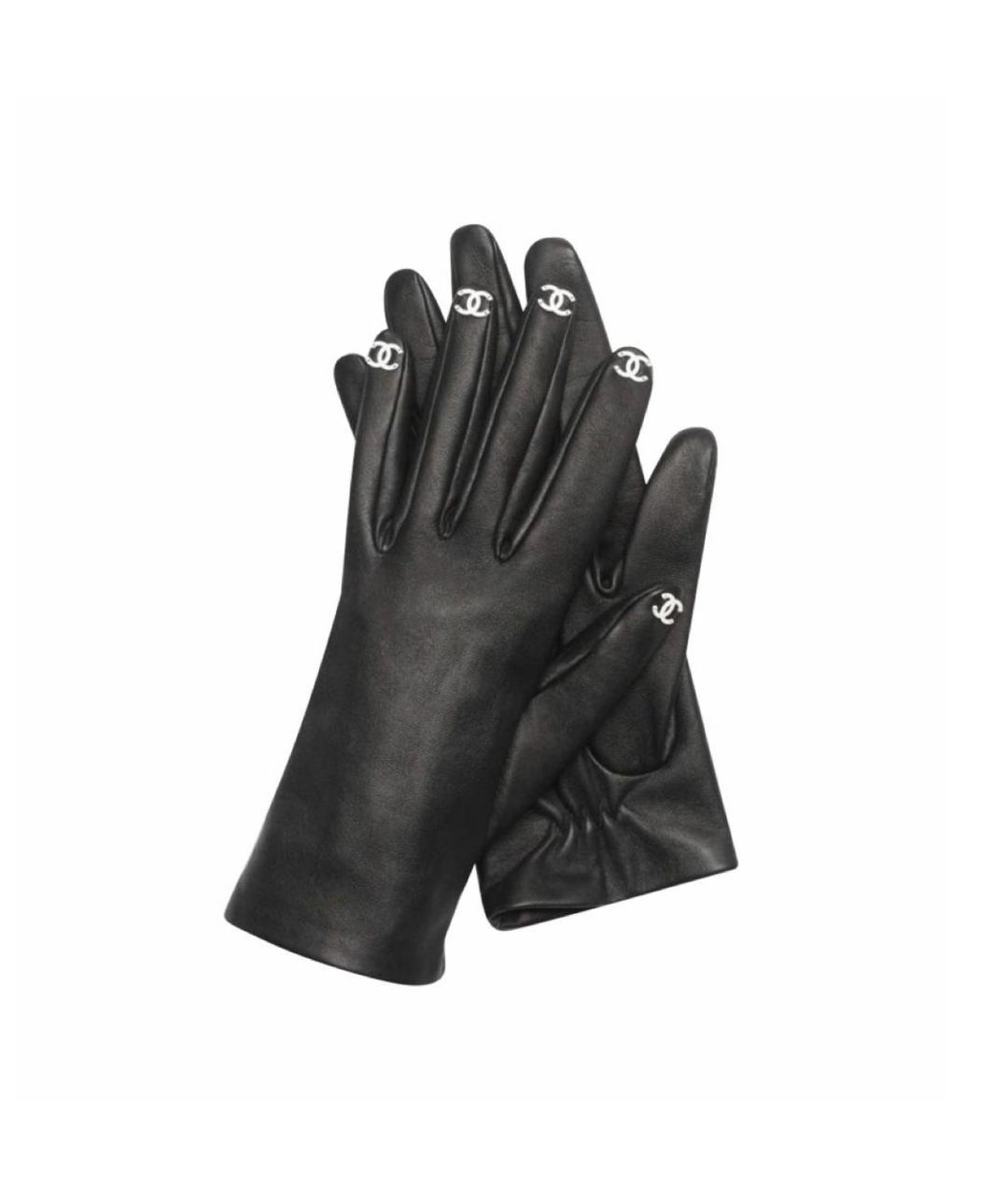 CHANEL Черные кожаные перчатки, фото 1