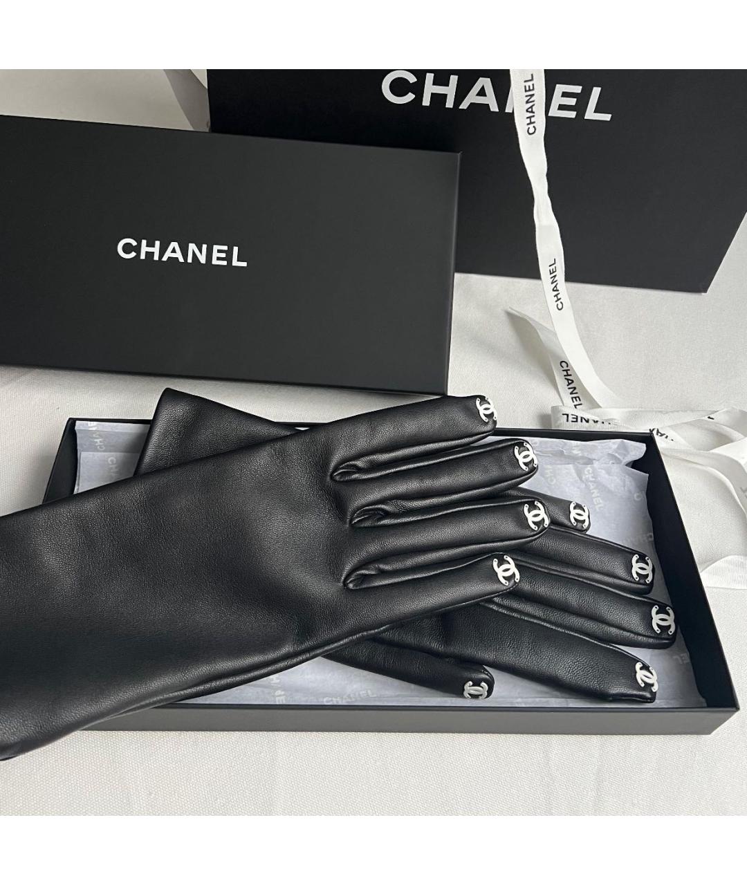 CHANEL Черные кожаные перчатки, фото 2