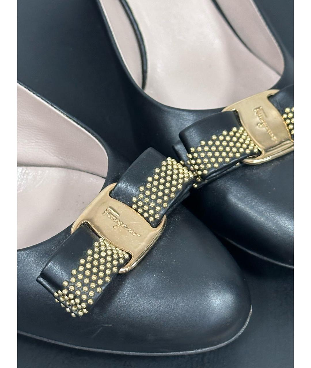 FERRAGAMO Черные кожаные туфли, фото 4