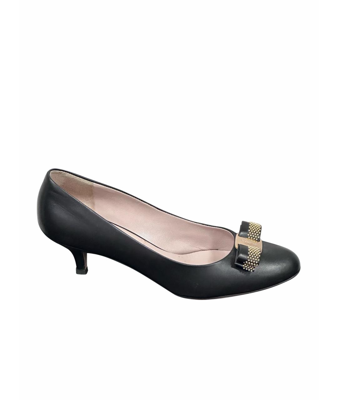 FERRAGAMO Черные кожаные туфли, фото 1