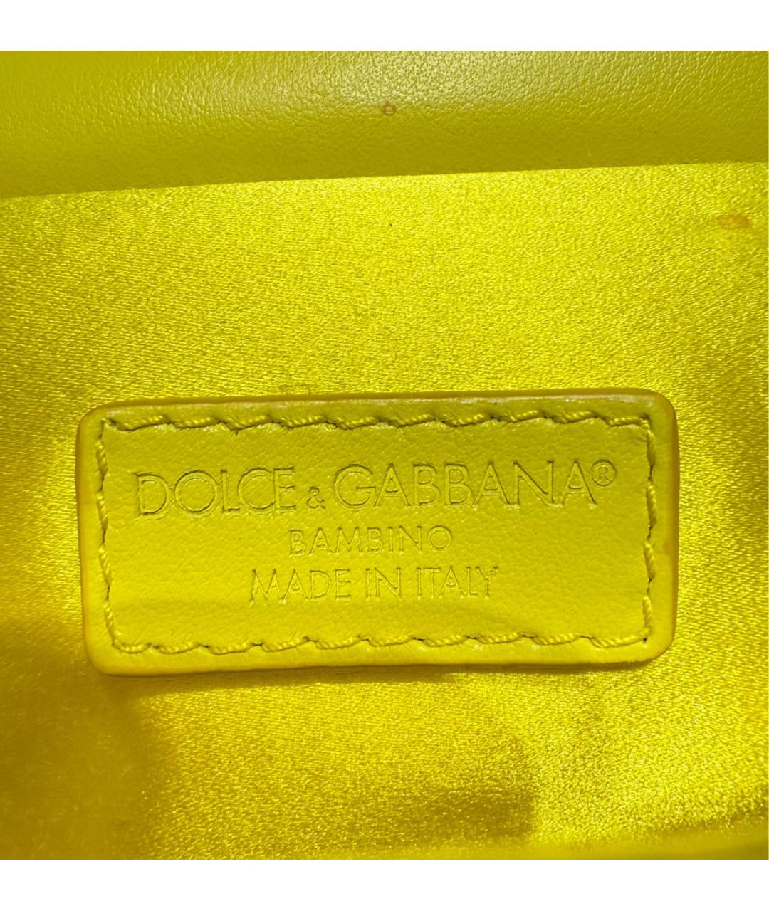 DOLCE&GABBANA Желтая кожаная сумка через плечо, фото 8
