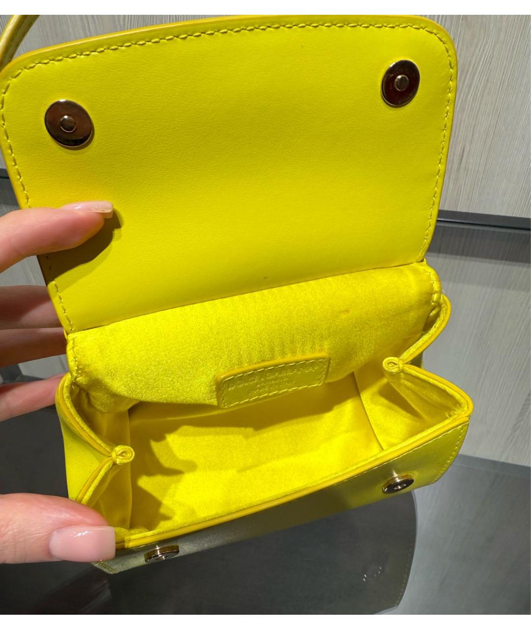 DOLCE&GABBANA Желтая кожаная сумка через плечо, фото 7