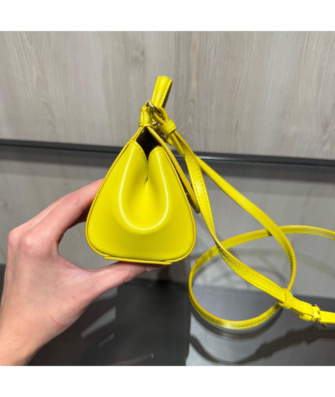 DOLCE&GABBANA Желтая кожаная сумка через плечо, фото 4