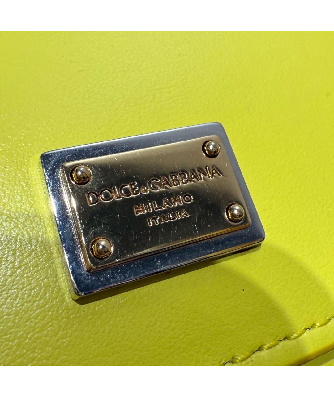 DOLCE&GABBANA Желтая кожаная сумка через плечо, фото 6