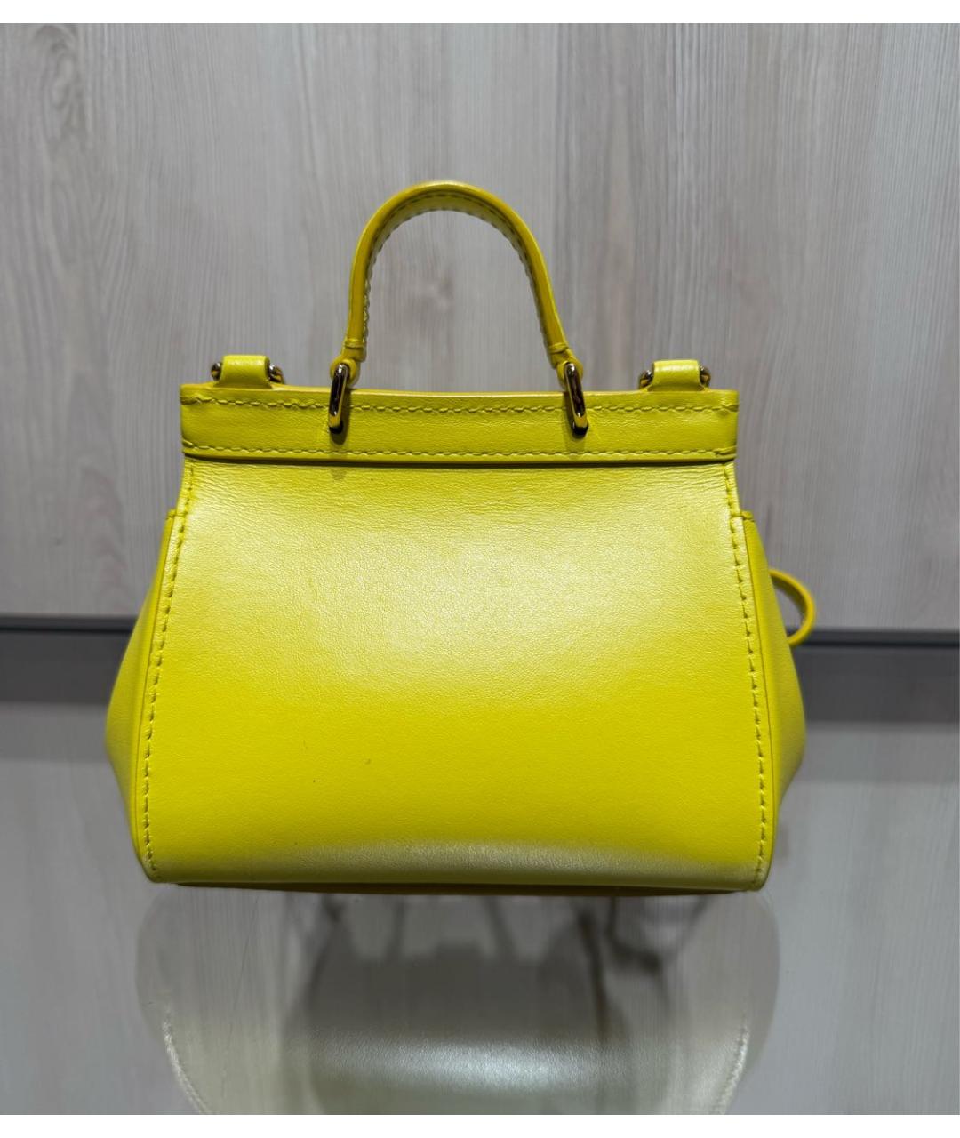 DOLCE&GABBANA Желтая кожаная сумка через плечо, фото 2