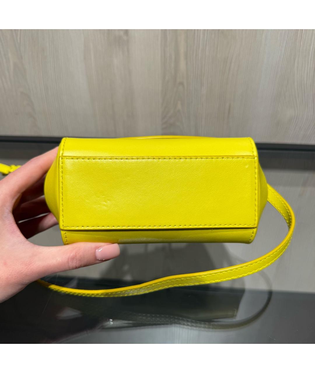 DOLCE&GABBANA Желтая кожаная сумка через плечо, фото 5