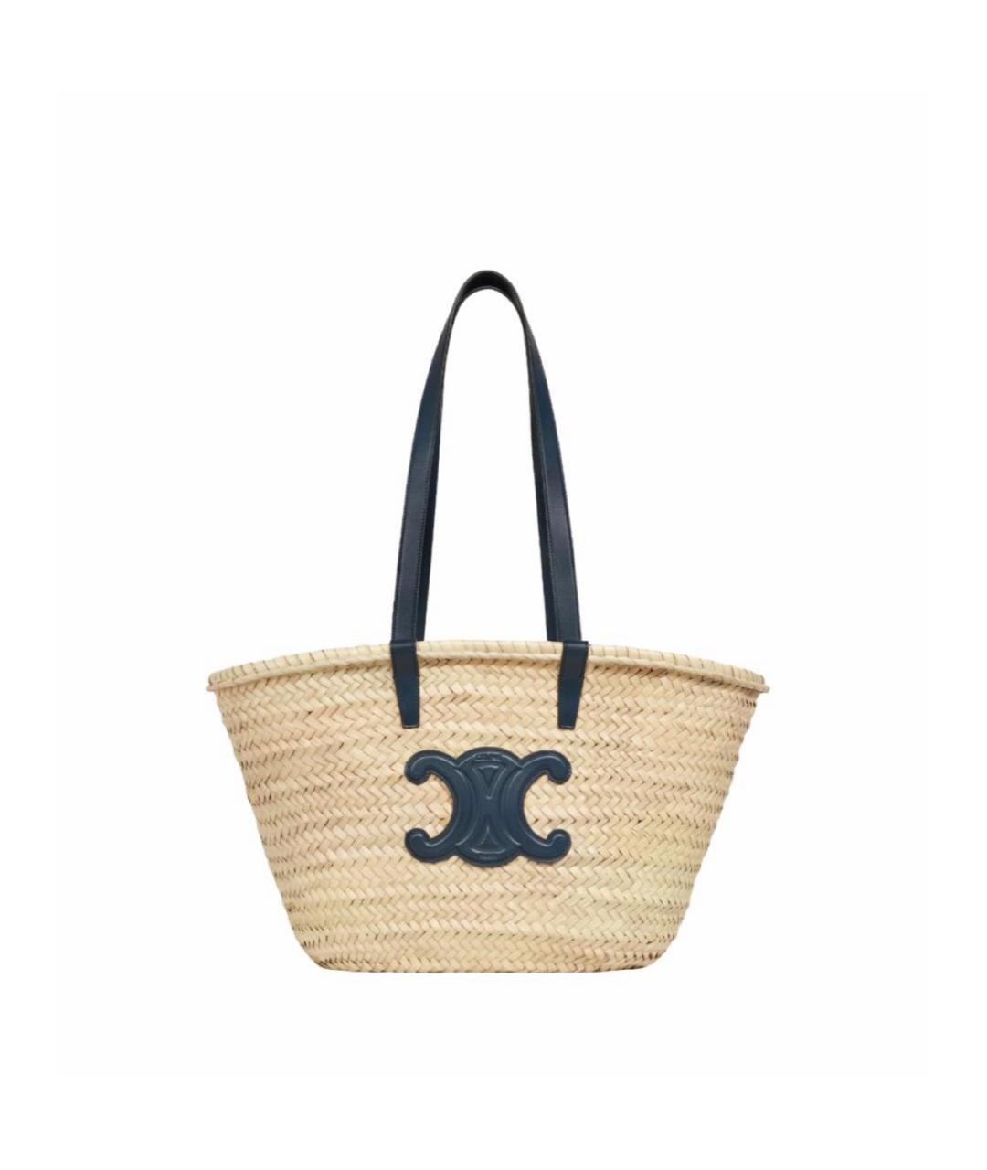 CELINE Бежевая пелетеная пляжная сумка, фото 2