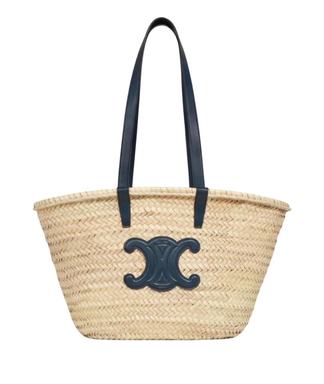 CELINE Бежевая пелетеная пляжная сумка, фото 1