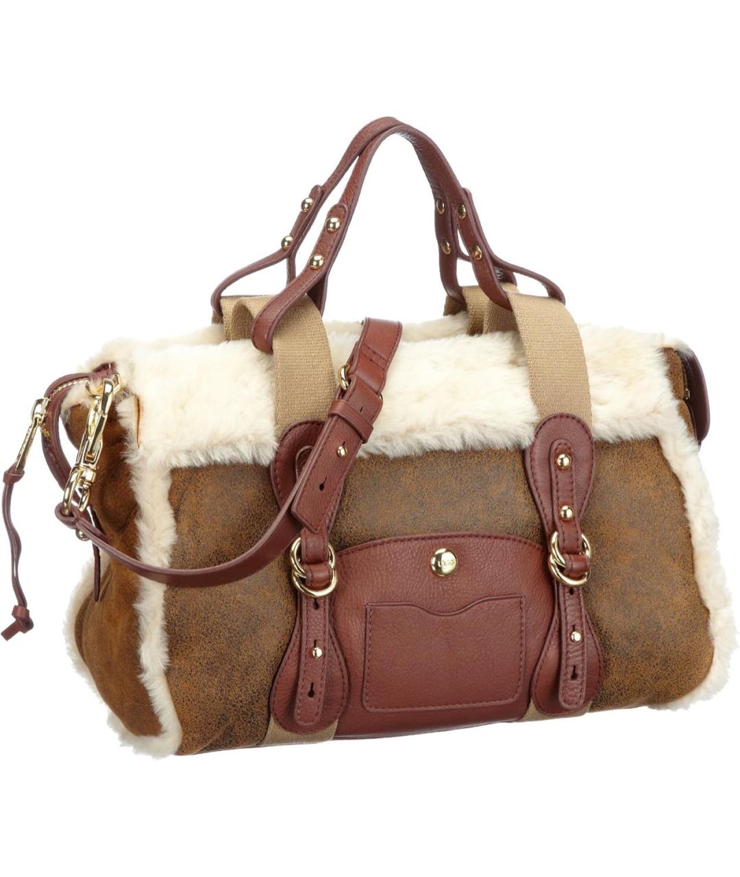 UGG AUSTRALIA Коричневая замшевая сумка с короткими ручками, фото 8