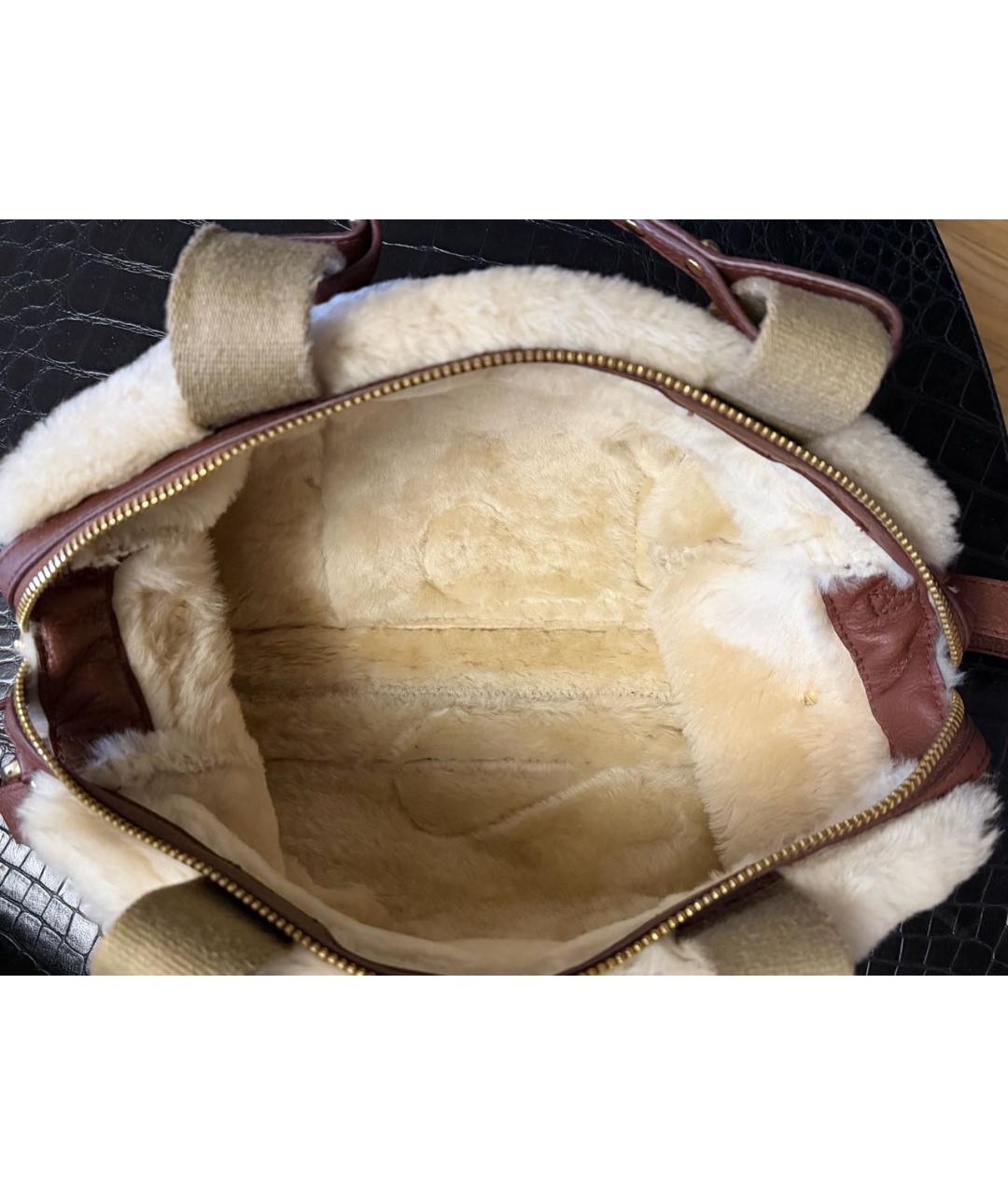 UGG AUSTRALIA Коричневая замшевая сумка с короткими ручками, фото 4