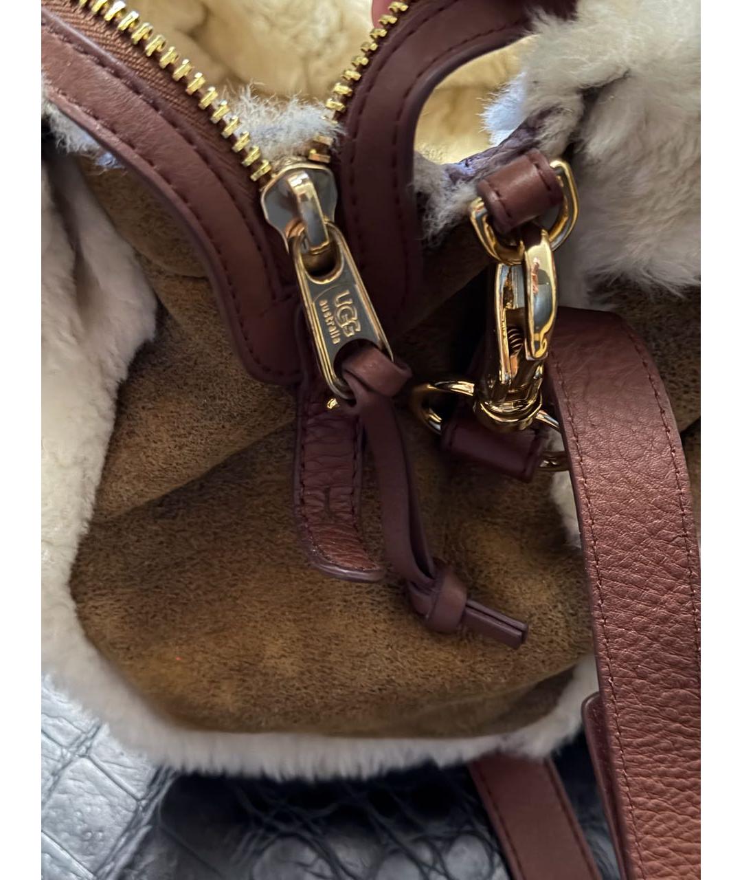 UGG AUSTRALIA Коричневая замшевая сумка с короткими ручками, фото 5