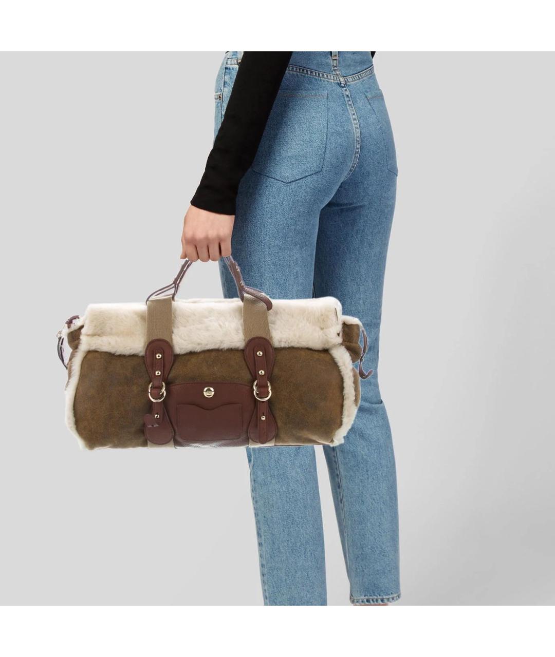 UGG AUSTRALIA Коричневая замшевая сумка с короткими ручками, фото 3