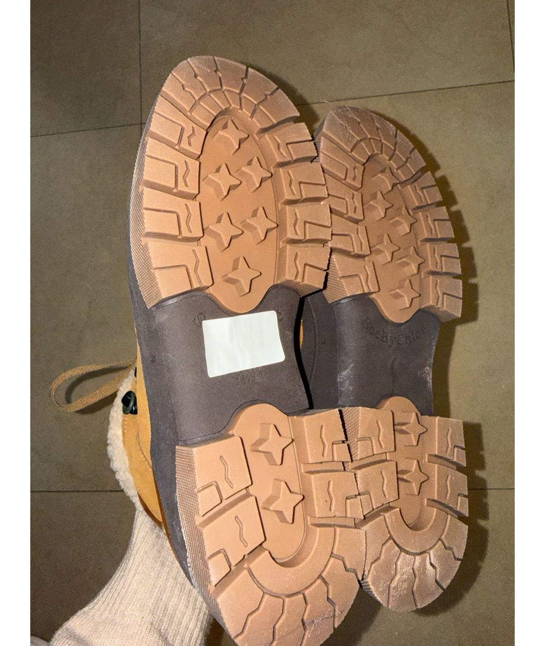 SEE BY CHLOE Коричневые замшевые ботинки, фото 5