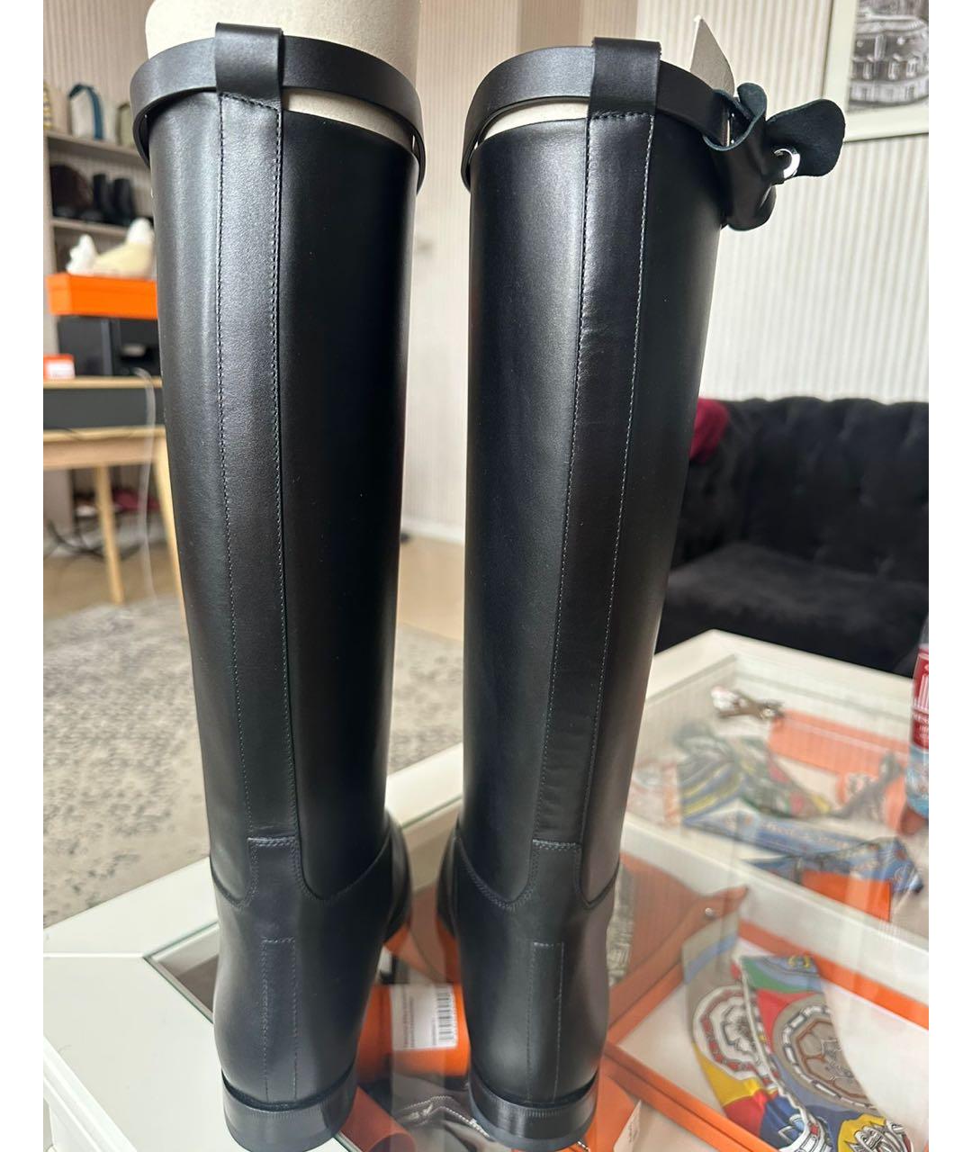 HERMES Черные кожаные сапоги, фото 4
