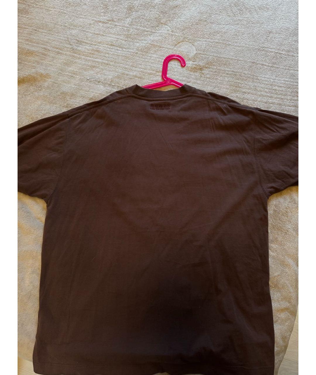 VETEMENTS Коричневая хлопковая футболка, фото 2