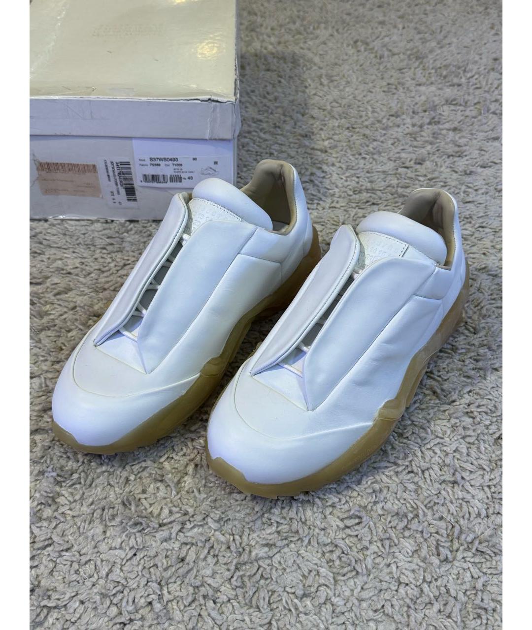 MAISON MARGIELA Белые кожаные низкие кроссовки / кеды, фото 2