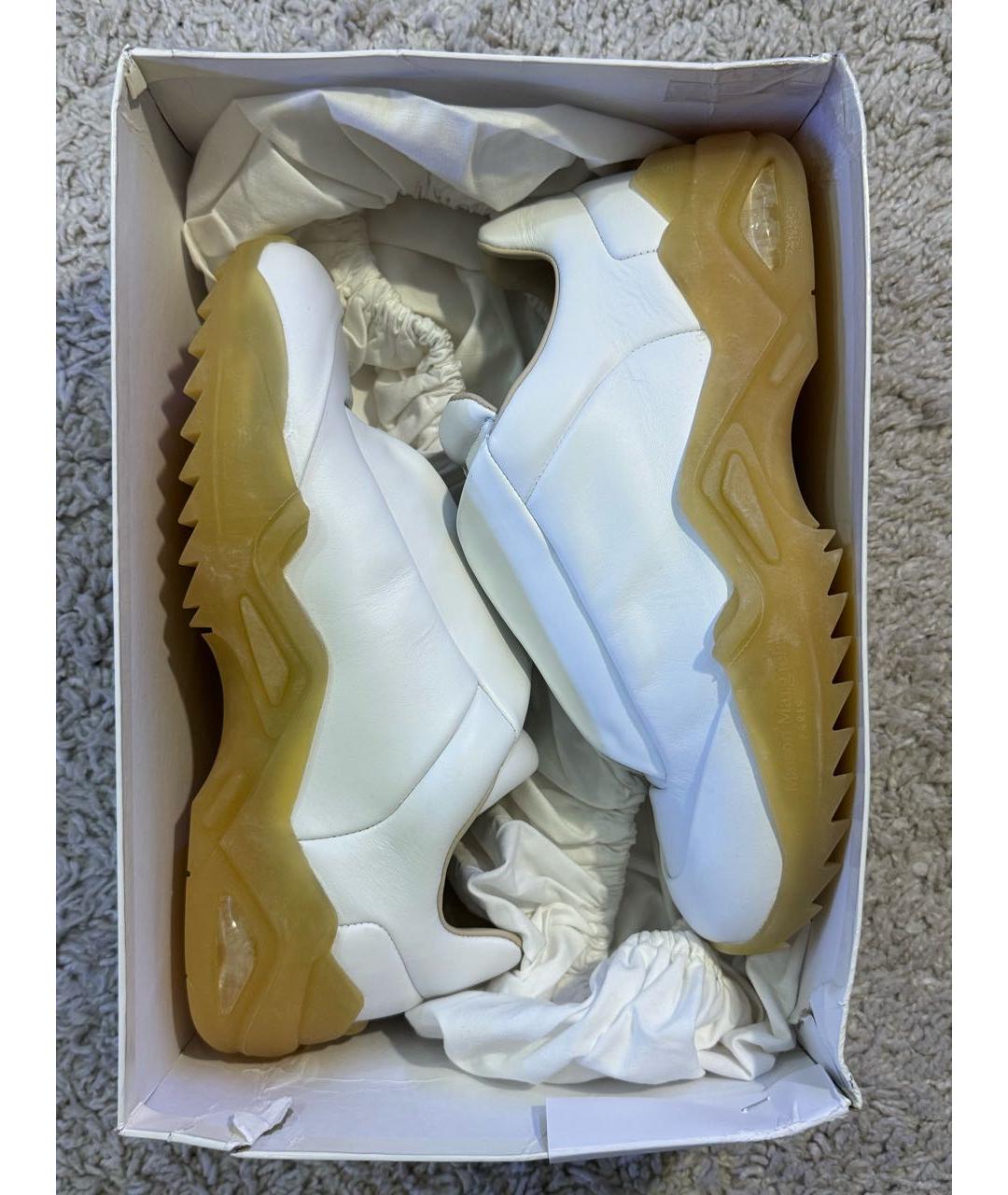 MAISON MARGIELA Белые кожаные низкие кроссовки / кеды, фото 9