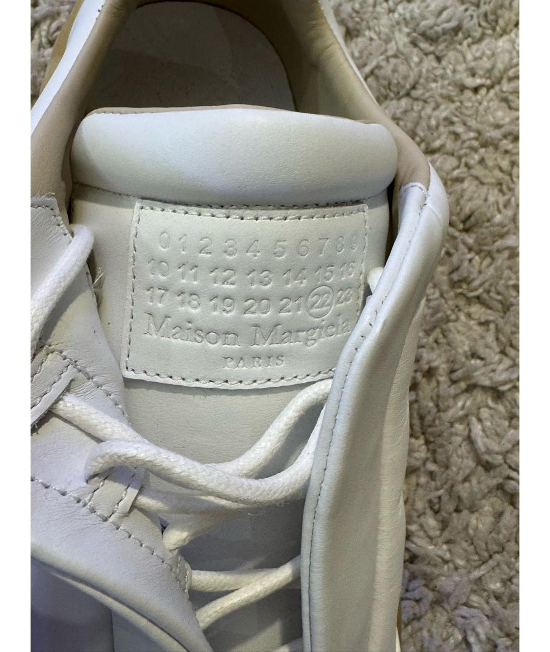 MAISON MARGIELA Белые кожаные низкие кроссовки / кеды, фото 5