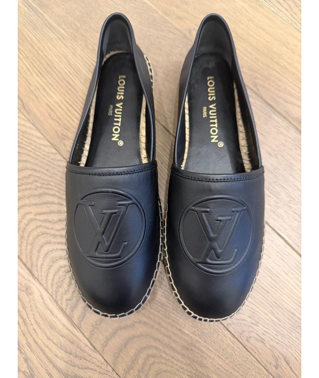 LOUIS VUITTON Черные кожаные эспадрильи, фото 2