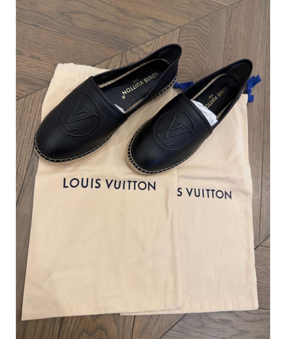LOUIS VUITTON Черные кожаные эспадрильи, фото 5