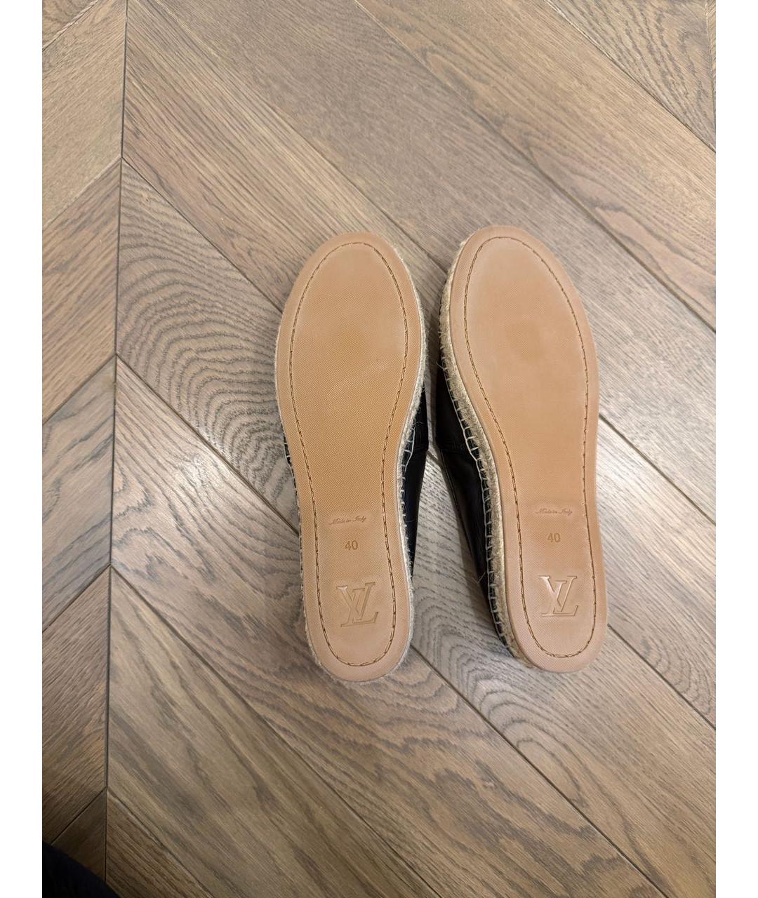 LOUIS VUITTON Черные кожаные эспадрильи, фото 6