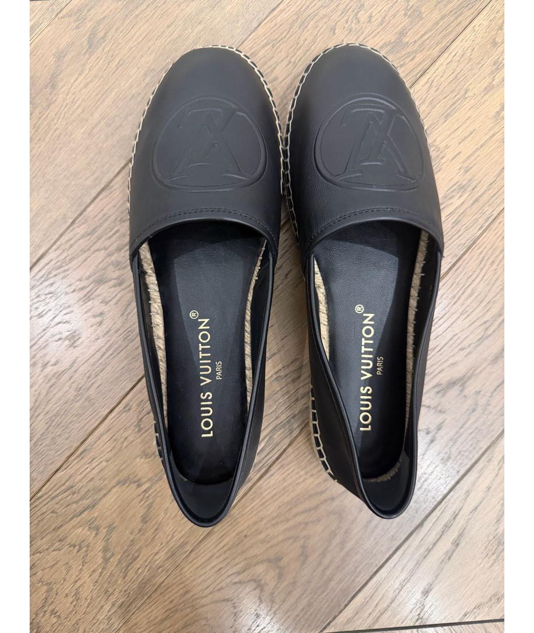 LOUIS VUITTON Черные кожаные эспадрильи, фото 3