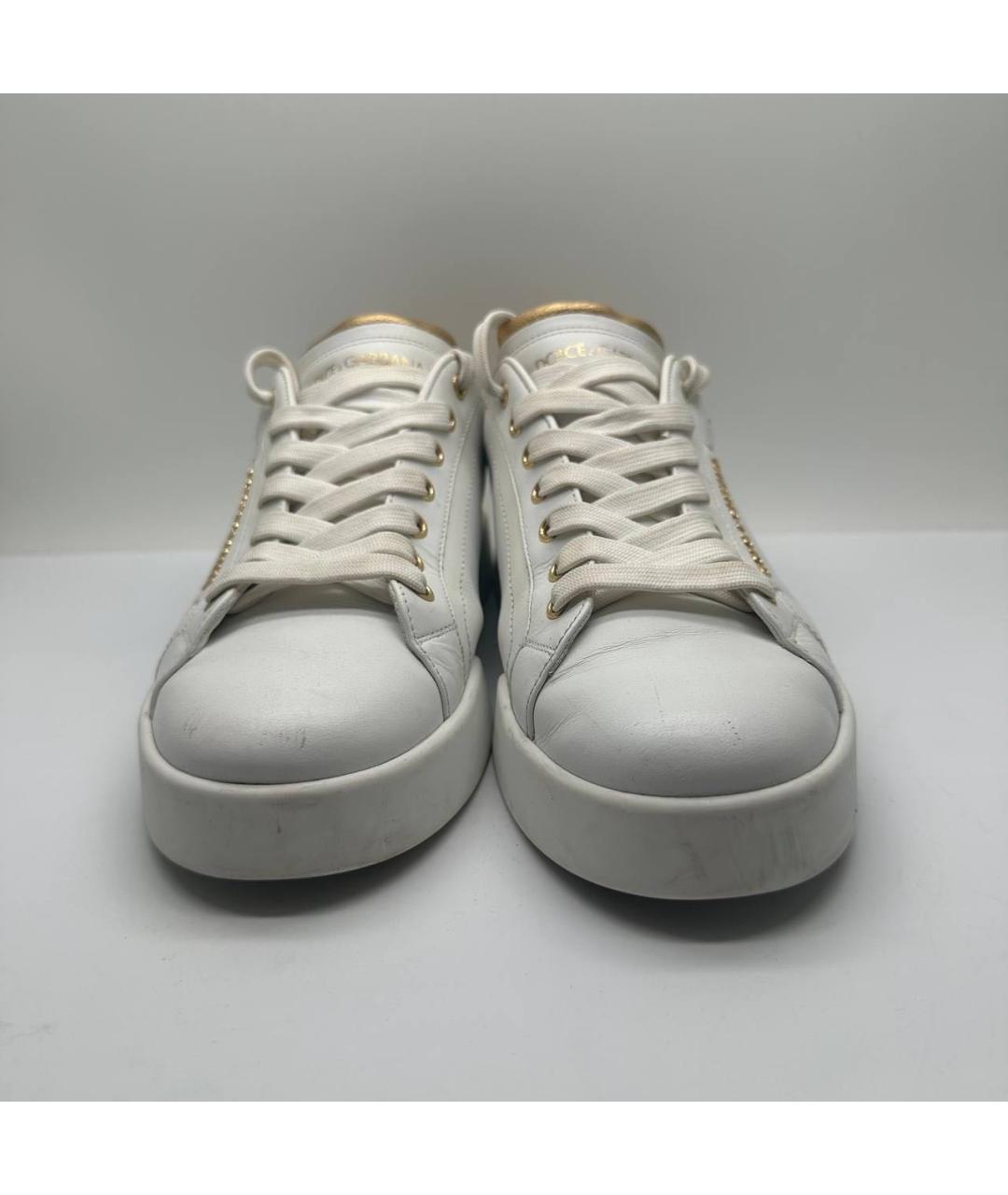 DOLCE&GABBANA Белые кожаные кроссовки, фото 5