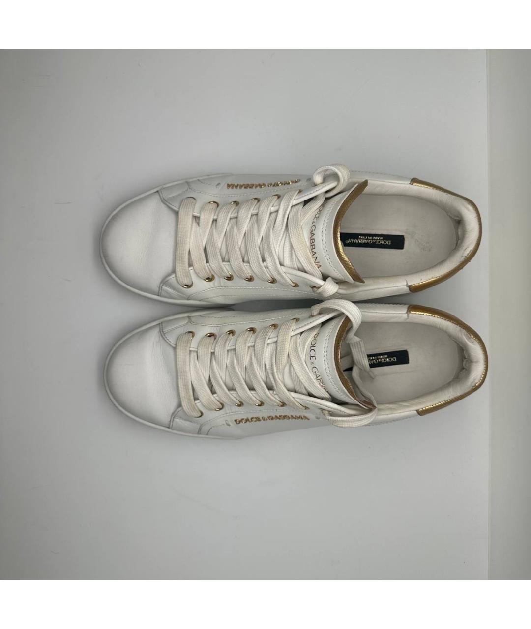 DOLCE&GABBANA Белые кожаные кроссовки, фото 4